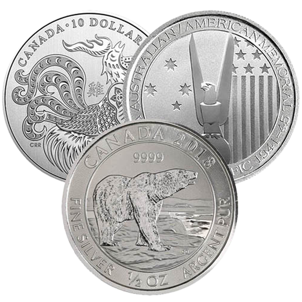 1/2 troy ounce zilveren munt - diverse producenten