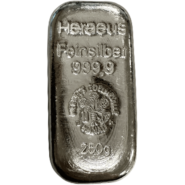 250 gram zilver baar diverse producenten LBMA gecertificeerd