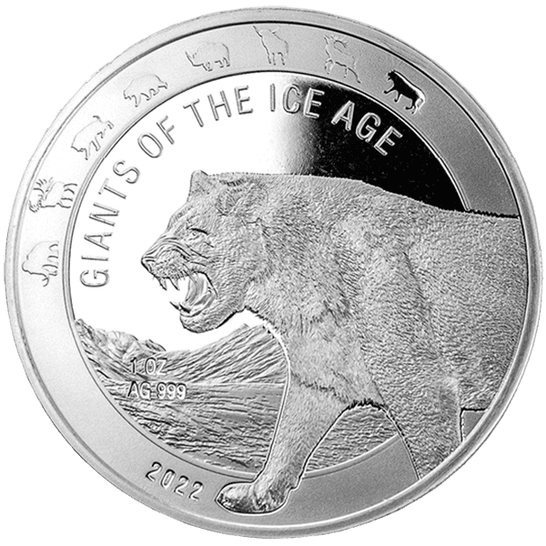 Giants of the Ice Age 2022 1 kilogram zilveren munt Cave Lion