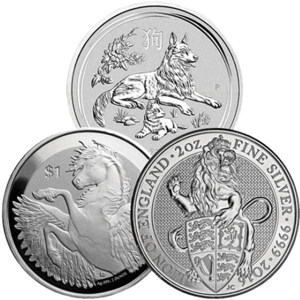 Munten mix 2 troy ounce zilveren munt