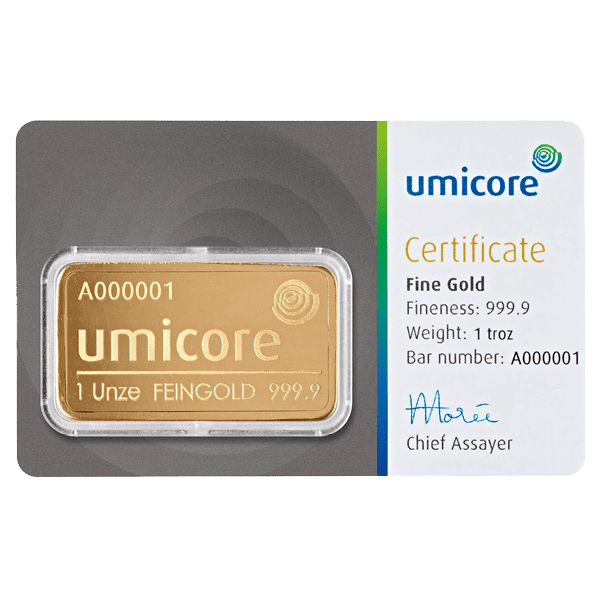 Umicore 1 t/oz goudbaar
